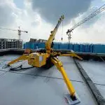 Spider crane working on the roof