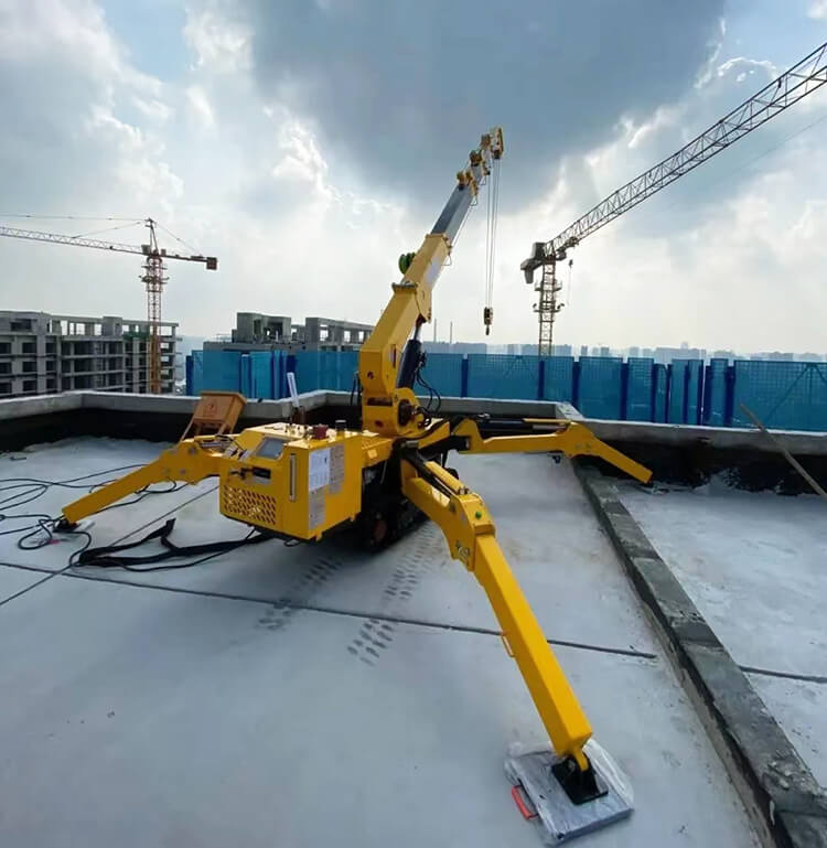 Spider crane working on the roof
