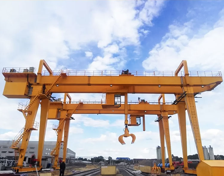 double girder gantry crane with grab bucket